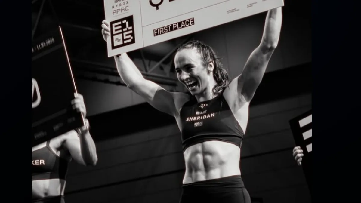 Calypso Sheridan after winning the 2026 HYROX APAC Elite 15 race in Brisbane